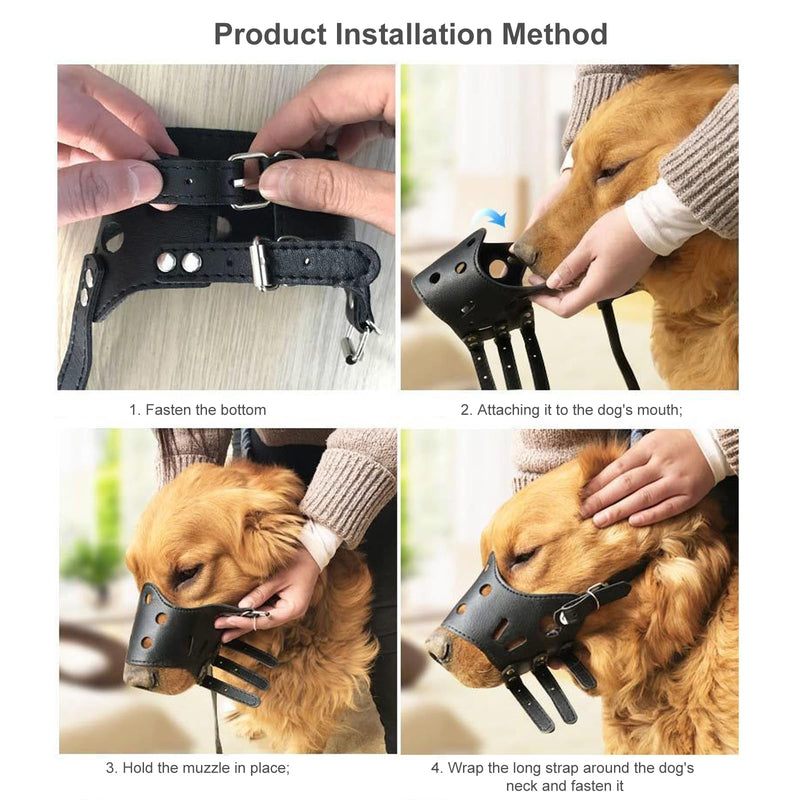 PETCUTE Muzzle Leather Dog Muzzle Anti-barking Dog Muzzle for Large Medium Small Dog XXL Brown - PawsPlanet Australia