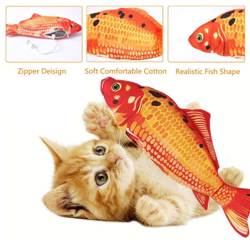 ALANGDUO Electric Catnip Fish Toy, Floppy Fish Cat Toy for Indoor Cats, Moving Cat Kicker Fish Interactive Kitten Toys Realistic Plush Simulation Toy for Chew Biting Kicking - PawsPlanet Australia