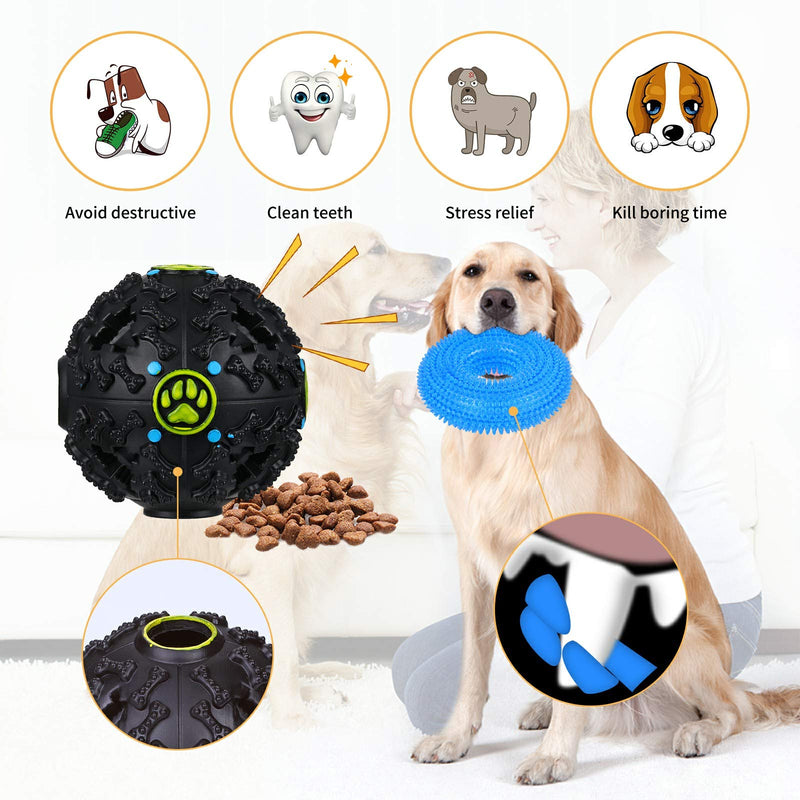 HngyiaDlai Dog Toy Balls, Interactive Puppy Rope Toys 5 Pack for Chew Teething, Rubber Squeaky Ball Toy Kit, Tug of War Rope, Water Toys, Durable Pet IQ Training Ball for Small Medium Dogs - PawsPlanet Australia