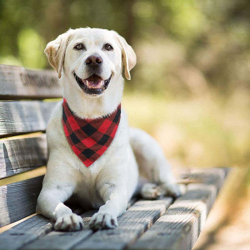 [Australia] - YBXZ Buffalo Plaid Dog Bandanas 1Pack,Red Flannel Cotton Bandanas Scarfs Triangle Bibs for Small Medium Large Size Dogs and Cats Double Layer Thickening Washable 