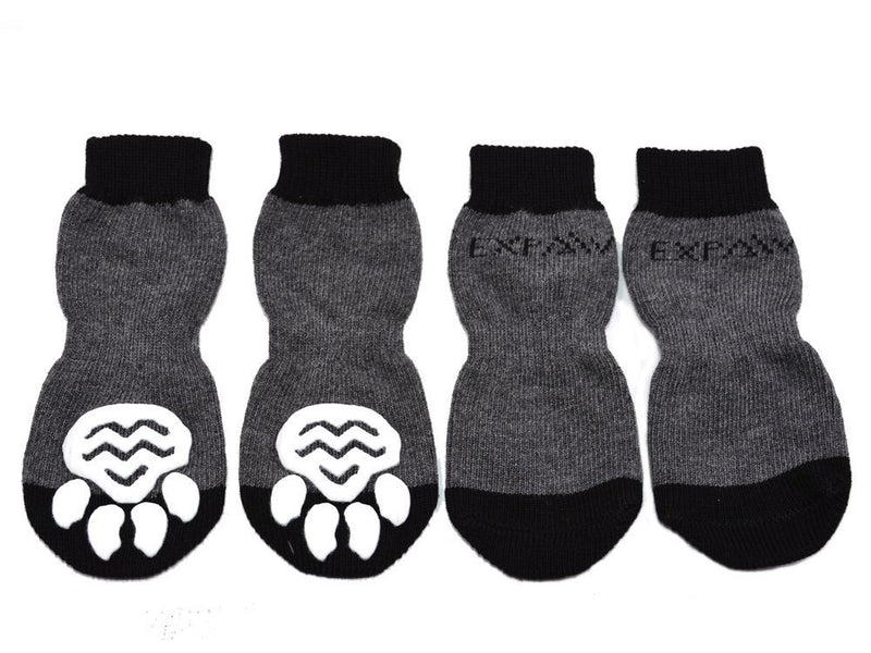 EXPAWLORER Anti-Slip Dog Socks for Indoor Wear, Paw Protection L Black - PawsPlanet Australia