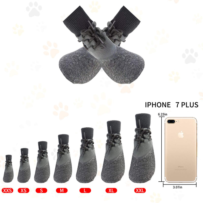 Fship Dog Socks Anti-Slip Knit Dog Paw Protector Waterproof Dog Booties for Indoor Outdoor Wear 2 Socks in 1 Set XS - PawsPlanet Australia