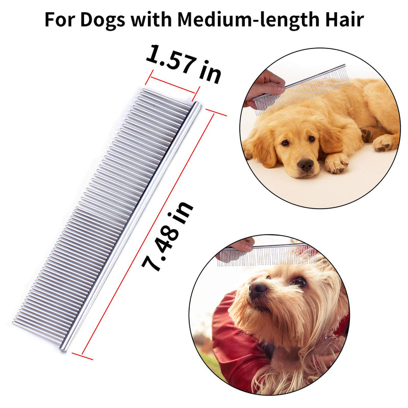 [Australia] - KABUDA 3 Pack Pet Comb, Chrome Electroplating Steel Combs in 3 Sizes (19 x 3 cm, 19 x 4 cm, 19 x 5 cm) for Dogs, Cats, and Other Pets with Different Lengths of Hair (Pack of 3) 