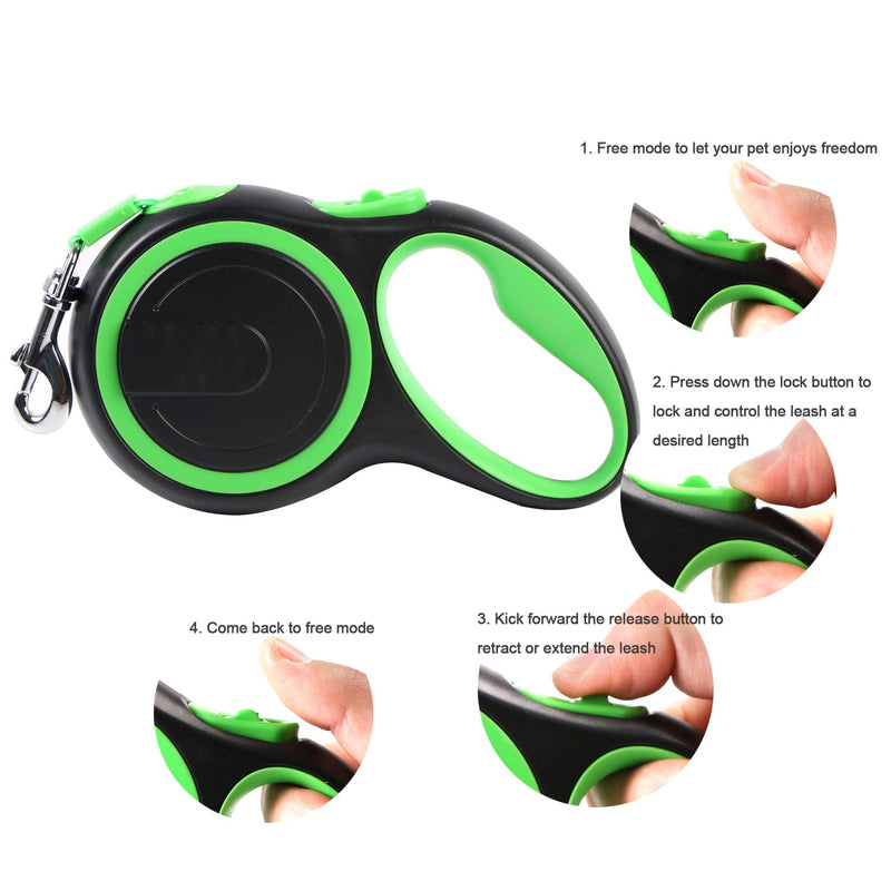 [Australia] - SENYEPETS Retractable Dog Leash for Medium Large Dogs Pitbulls Bulldog Automatic Extending Big Dog Leash Durable Pet Walking Lead 16Ft 02Green 