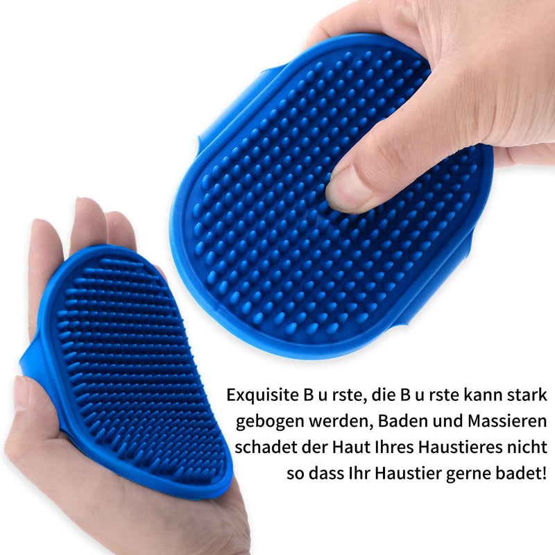 cobee Dog Grooming Brush, 2 Pieces Silicone Rubber Pet Bath Brushes with Adjustable Strap Handle Rubber Shower Brush Pet Shampoo Bath Brush Comb Puppy Massage Brush Fur Cleaning Brush Blue Yellow - PawsPlanet Australia