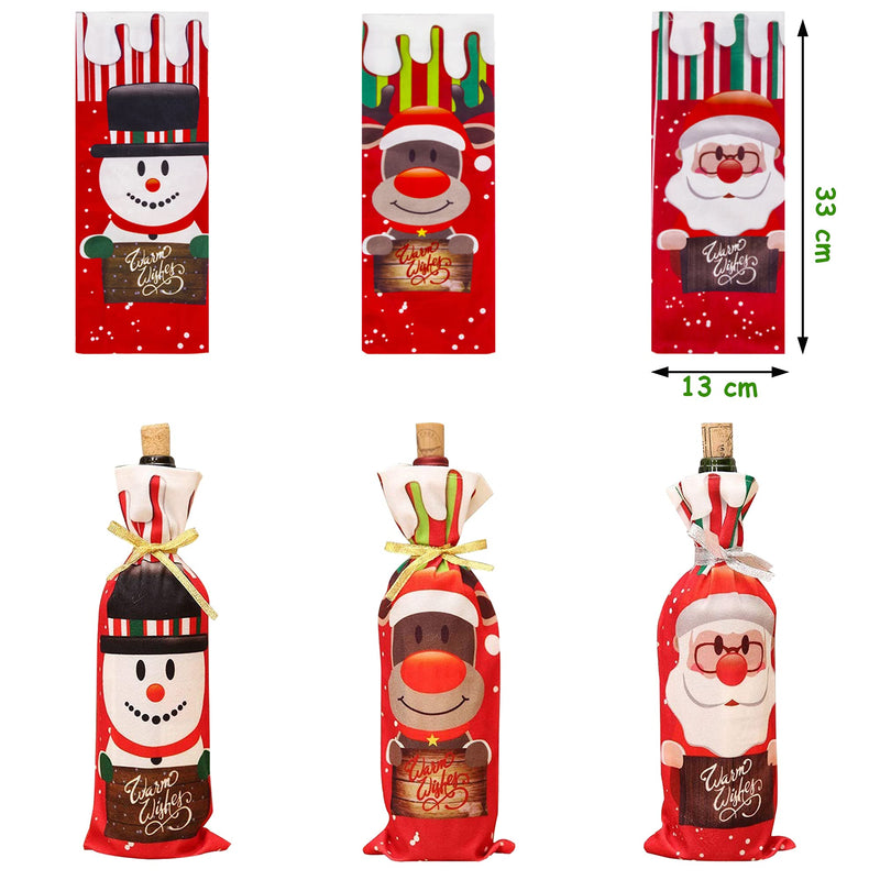 Christmas Wine Bottle Bags Christmas Wine Bottle Covers/Christmas wine bottle covers with ribbons/Christmas Sweater Party Decorations 6 Pack - PawsPlanet Australia