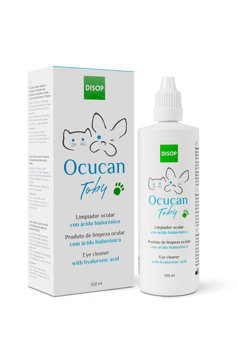Ocucan Toby eye cleaner with hyaluronic acid for dogs. Removes eye secretions and dirt gently and naturally. Also prevents the appearance of spots under the eyes (100 ml) 100 ml - PawsPlanet Australia