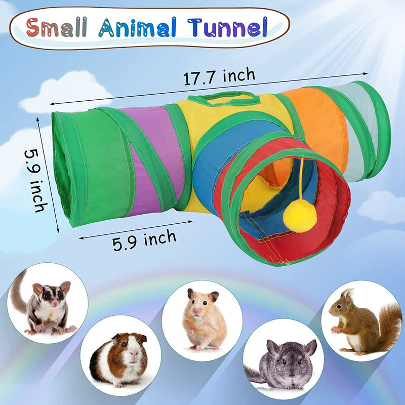 HYLYUN Guinea Pig Tunnels & Tubes Collapsible, 3 Way Tunnels Hides Toys, Portable Small Animal Hideout Hideaway Pet Toys Tunnel for Guinea Pig Chinchilla Ferret Hamster Rat - PawsPlanet Australia