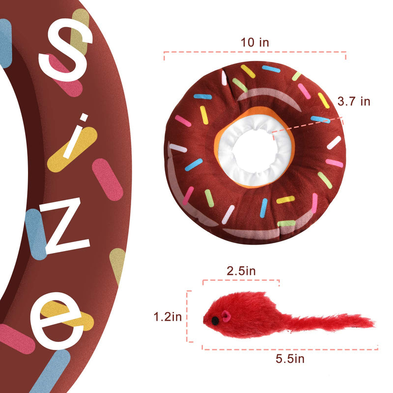 Nuanchu 2 Pieces Cute Donut Recovery Collar for Cats and Puppies Soft Adjustable Pet E Collar Neck Cone After Surgery with 10 Pieces Cat Toys Rattle Mice for Cats Puppies Kitties Small Dogs, 1-9 Kg - PawsPlanet Australia
