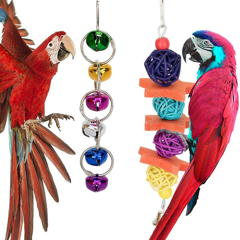 [Australia] - Qzc Bird Parrot Toys, 8pcs Bird Chewing Toys Bird Swing Hanging Toy for Parrots, Parakeets Cockatiels, Conures, Macaws, Love Birds, Finches 