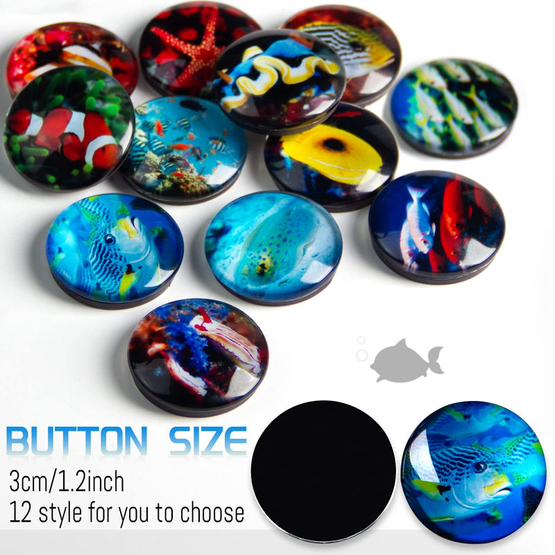 Fridge Magnets 12 PCS Fishes Round Glass Refrigerator Magnets Home Decor Office Decorations Boho Decorative Magnets for Whiteboard Locker Funny Magnets for Boys and Girls Cute Christmas Birthday Gifts Fish - PawsPlanet Australia