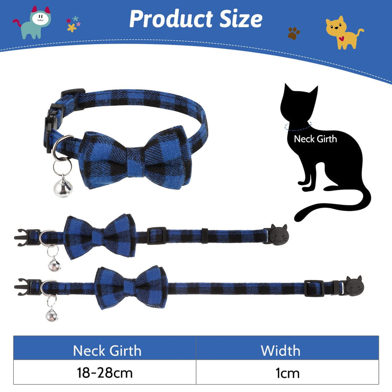 Yorgewd 3 Pack Cat Collar with Bell and Removable Bow Tie, Kitty Kitten Quick Release Safety Collars, Adjustable Collars for Kitten, Cats, Puppy, and Small Pets - PawsPlanet Australia