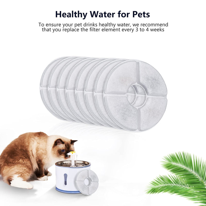 Cat Water Fountain Filters 1.6L for Flower Fountains 8 PCS, Pet Fountain Replacement Filters with Resin and Active Carbon for Automatic Flower Water Dispenser Drinking Fountain 8 PACK - PawsPlanet Australia