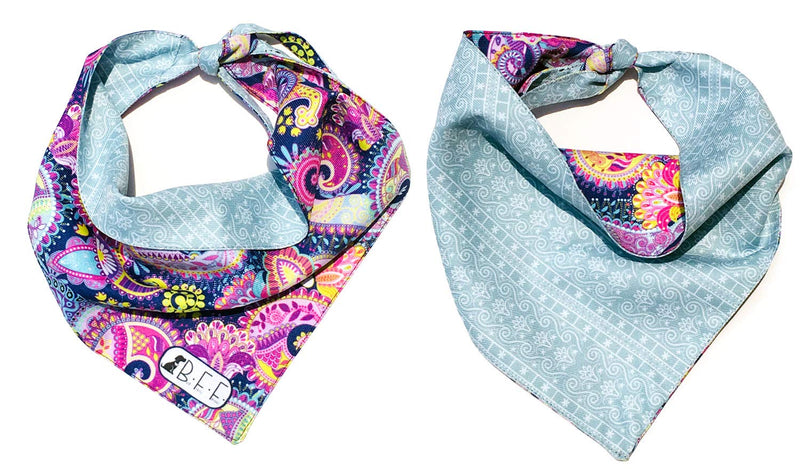 [Australia] - B&F 3 Pack Reversible Dog Bandana 3 Pieces - 6 Looks, Machine Washable Handmade pet Accessories. Scarves for Small, Medium,and Large Dogs. Mod. Paisley 