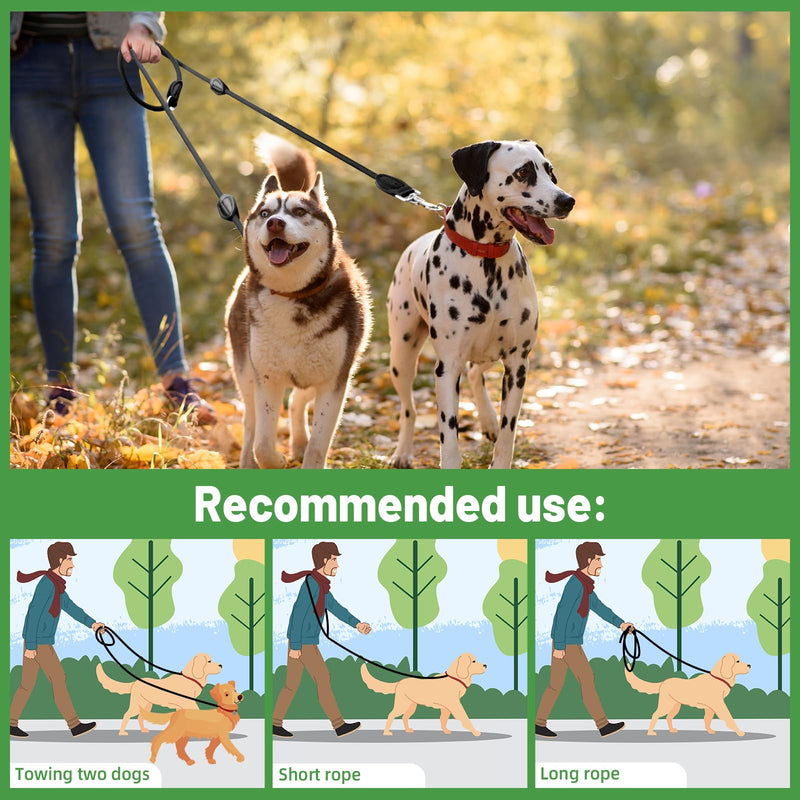 Dog leash 3 m, adjustable double leash for large and medium dogs with 2 carabiners, high-quality premium robust leash for dogs (3M) - PawsPlanet Australia