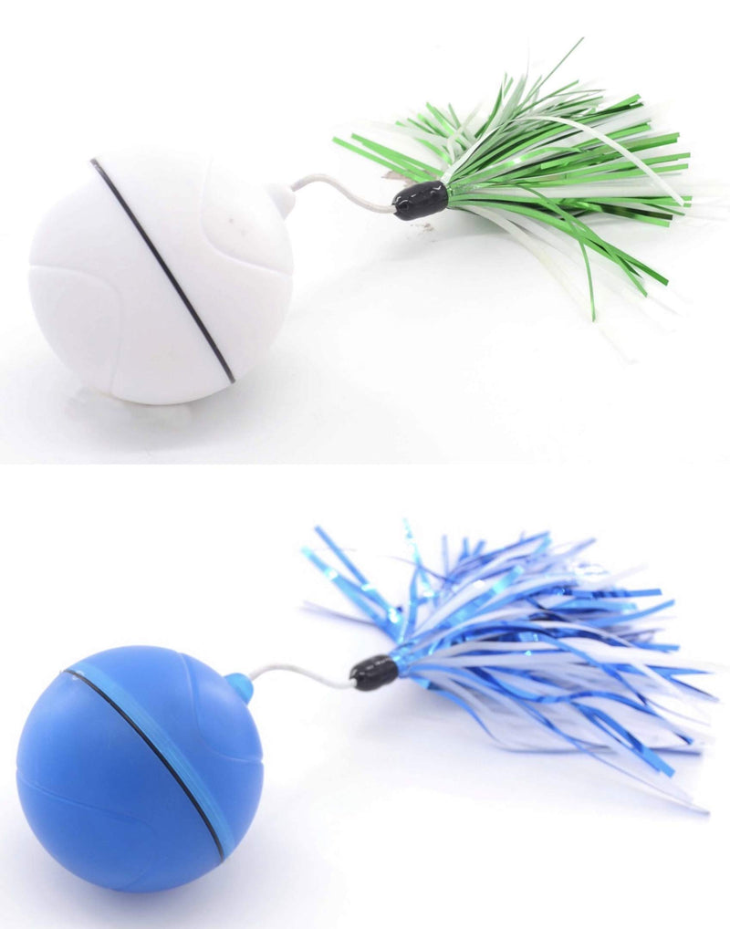 [Australia] - Purrfect 4 Paws Self-Rolling USB Rechargeable LED Ball for Cats White & Green 