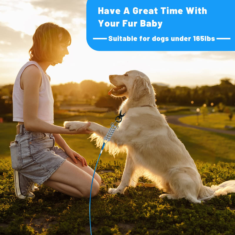 HaiYUAN Dog Tie Out Cable 10/15/20/25/30 FT Dog Runner for Yard Steel Wire Dog Cable with Durable Superior Clips Blue Dog Chains Heavy Duty for Outside Hold Large Dogs Up to 165 lbs 25FT - PawsPlanet Australia