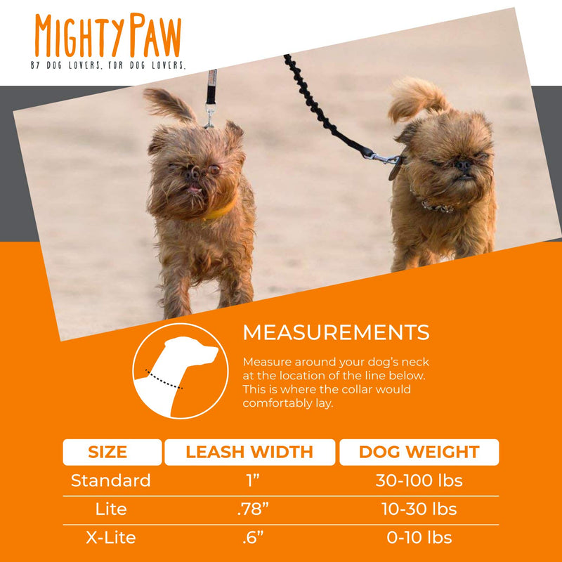 [Australia] - Mighty Paw BungeeX2 Double Dog Leash, Premium Quality Dog Leash, Comfort Force Absorbing Bungee Handle 30-100 Black 