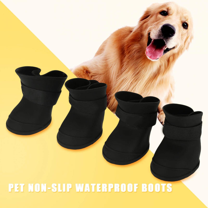 Oumefar Dog Cat Shoes Windproof Pet Dog Rain Boots Anti-slip Pet Dog Boots Waterproof with Adjustable Rugged for Puppy Dogs(XL black) XL black - PawsPlanet Australia