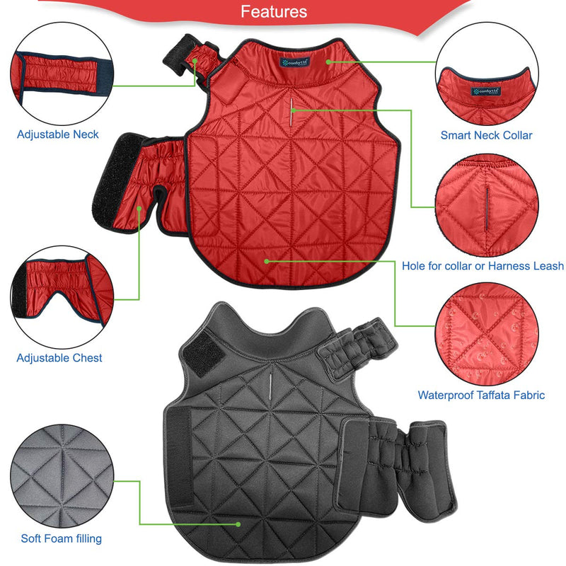 Metric USA/Comfort Fit Dog Clothes Warm Dog Coat Windproof Reversible new Soft Padded Style Dog Vest Apparel for Cold Weather Dog Jacket for Small Medium Large Dogs with Furry Collar (Large, Red) L - PawsPlanet Australia