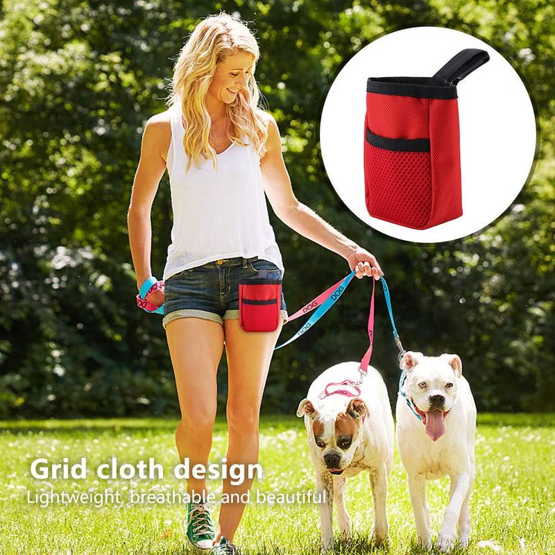 Dog Treat Bag Multifunctional Portable Dog Food Treat Pouch Dog Walking Bag Puppy Snack Bags Treat Carrier for Walking, Running, Training or Traveling (Red) Red - PawsPlanet Australia
