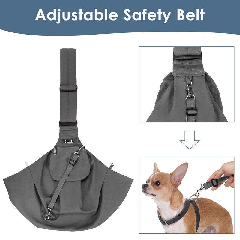 SlowTon Pet Carrier, Hand Free Sling Adjustable Padded Strap Tote Bag Breathable Cotton Shoulder Bag Front Pocket Safety Belt Carrying Small Dog Cat Puppy Machine Washable A-Grey For Pets 3-8lbs - PawsPlanet Australia