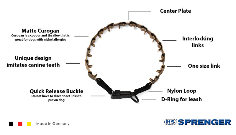 [Australia] - Herm Sprenger Curogan Neck Tech Prong Dog Training Collar with Quick Release Buckle Matte Pet Pinch Collar No-Pull Collar for Dogs Made in Germany 24 inches 