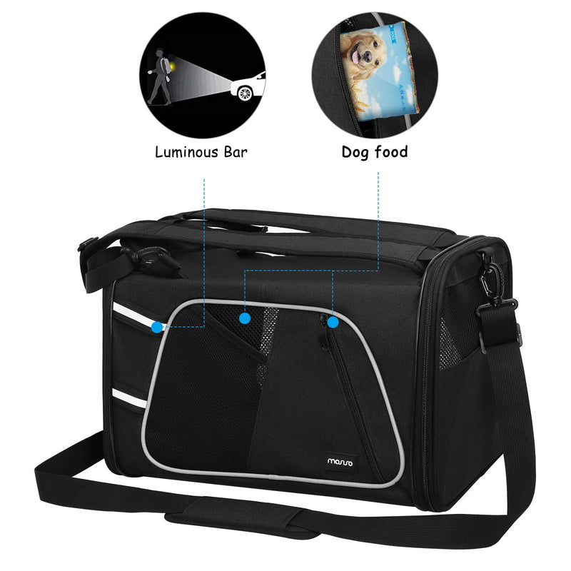 MOSISO Dog Carriers Cat Pet Carrier, Airline Approved Soft Sided Pets Carry Bag for Small Medium Cats/Dogs 15LB-25LB Puppies Carriers Bags Durable Breathable Puppy Travel Shoulder Carrier, Black - PawsPlanet Australia