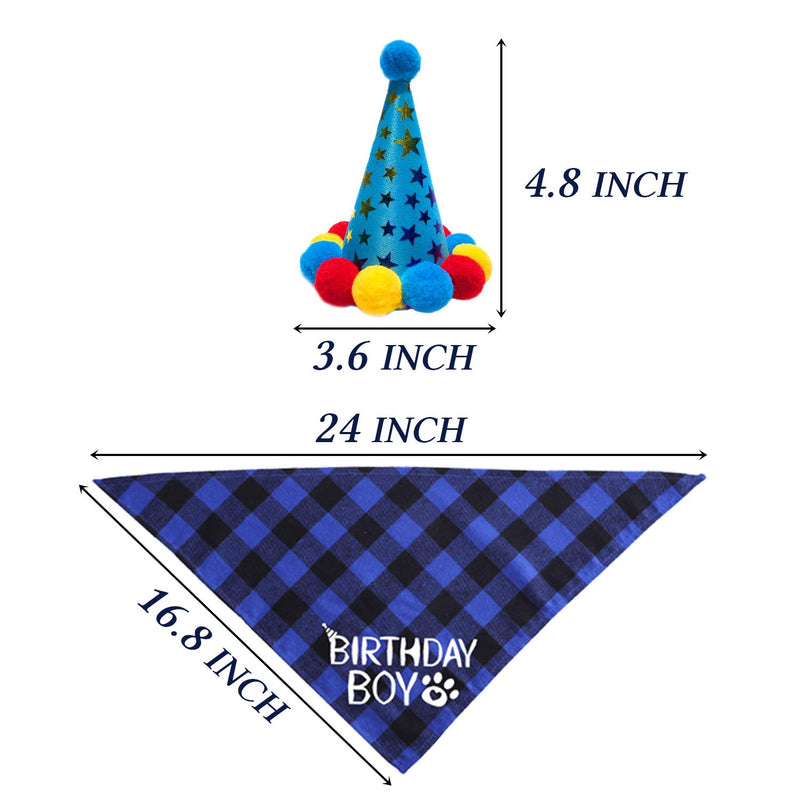 STMK Dog Birthday Bandana, Dog Birthday Boy Bandana Triangle Scarf with Cute Dog Birthday Hat for Dog Birthday Party Supplies Blue Small - PawsPlanet Australia