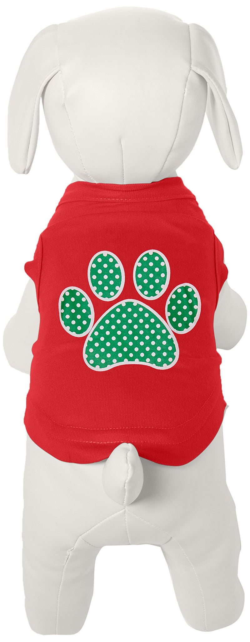 [Australia] - Mirage Pet Products Green Swiss Dot Paw Screen Print Shirt, Small, Red 