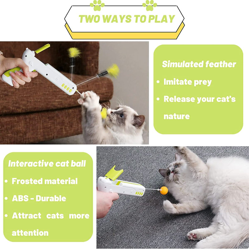 YWAOOH Interactive Cat Feather Toys, Teasing Cat Toys for Indoor Cats, Funny Kitten Toys with Replaceable Cat Ball and Cat Feather, The Latest Updated Cat Exercise Chasing Toy - PawsPlanet Australia