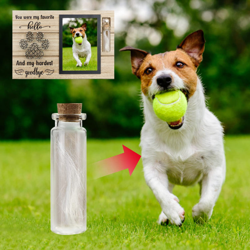 free-space Pet Memorial Picture Frame with Small Glass Bottle for Ashes or Hair Dog Cat Loss Gift (Black) Black - PawsPlanet Australia