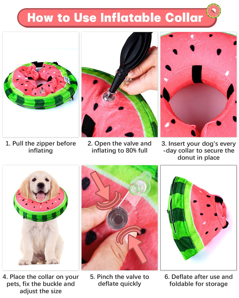 Inflatable Neck Brace Dog & Neck Brace Cat, FWLWTWSS Protective Collar Dog with Adjustable Buckle, Dog Collar Leak Protection for Recovery After Operations or Wounds, Leak Protection for Dogs (L) [Neck: 30.5 cm - 45.7 cm] L - PawsPlanet Australia
