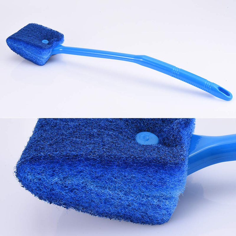 [Australia] - Petacc Double-Sided Fish Tank Cleaner Sponge Cleaning Brush Portable Scraper Practical Scrubber with Non-Slip Handle, Suitable for Cleaning Fish Tank Blue 