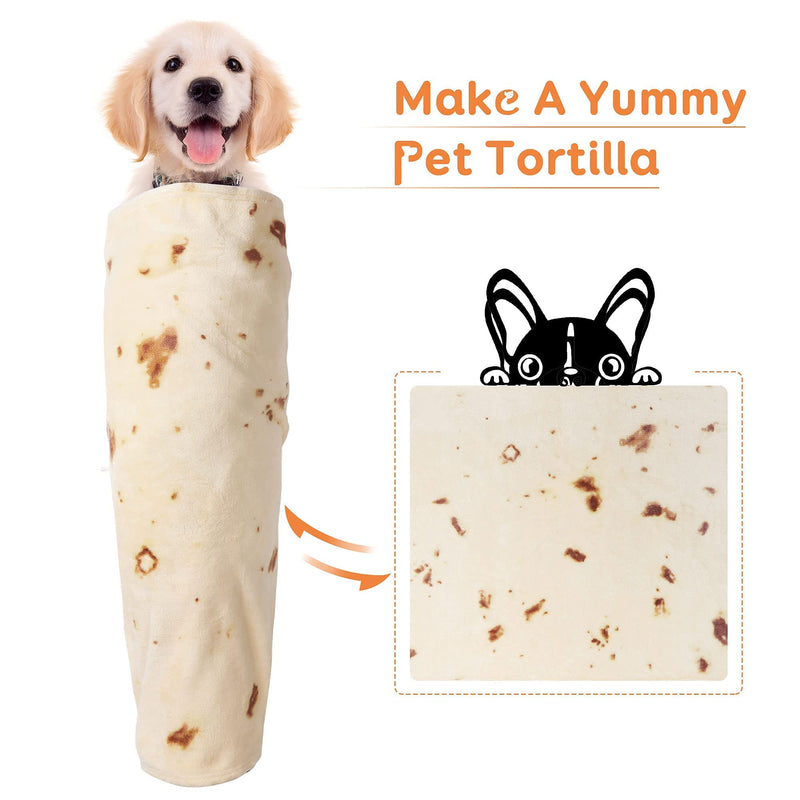 Pawque Burritos Blanket, Tortilla Throw Double Sided Dog Blanket Small Dogs & Cats, Novelty Fun Food Print Soft Flannel Taco Blanket, 24 x 32 inches - PawsPlanet Australia