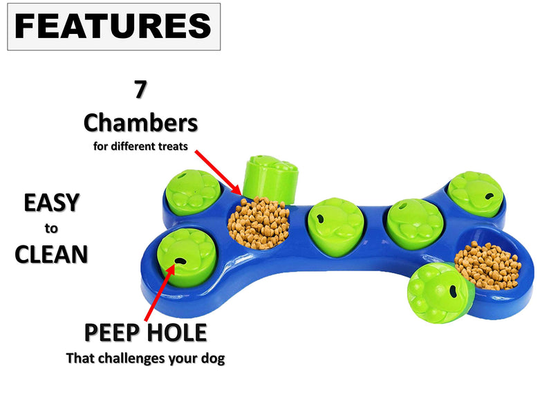 Pet Toys Hide and Treat BONE PUZZLE Interactive Dog Toys for Boredom Treat and Train Bowl Dog Activity Toy Fun Game (Blue) Blue - PawsPlanet Australia