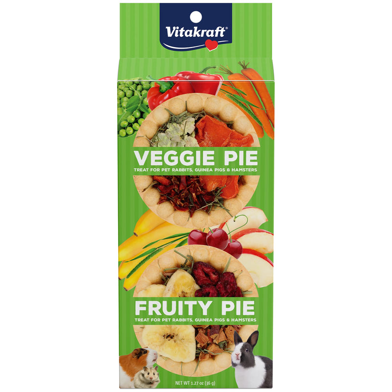 Vitakraft Veggie & Fruity Pie Treat for Pet Rabbits, Guinea Pigs, and Hamsters, 2 Pies,brown,24" x 50" - PawsPlanet Australia