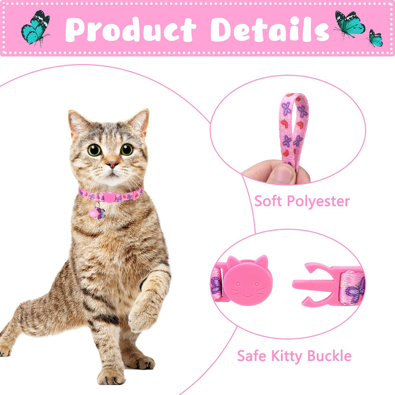 VKPETFR Breakaway Cat Collars - 3 Pack Adjustable Safety Kitten Collars - Spring Decoration for Girl Boy Cats Puppy and Small Pets Vitality - PawsPlanet Australia