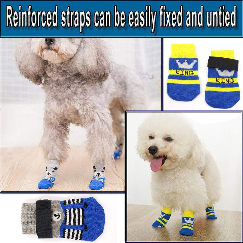 N//A 4 Pairs Anti-Slip Dog Socks with Adjustable Straps, Pet Paw Protection Rubber Sole for Puppy Cat Indoor Outdoor Wear on Hardwood Floor (L) L - PawsPlanet Australia