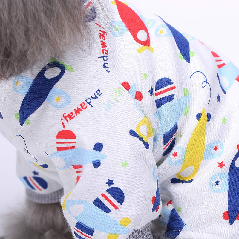 [Australia] - Zoyee Cotton Dog Pajamas Puppy Jumpsuit Dog Shirt for Small Medium Dogs Cats Large(Back 11.8" Chest 16.5") Plane 