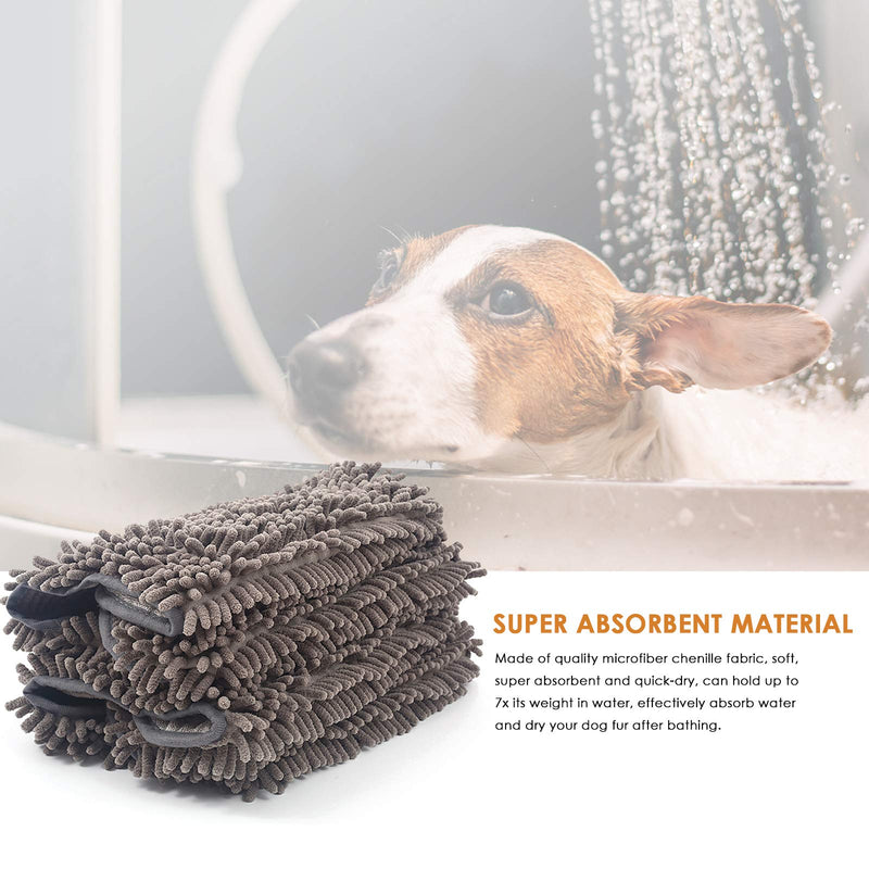 HelloCreate Dog Towel Super Absorbent Quick-Dry Chenille Fabric Pet Bath Towel with Hand Pockets 13.8x29.5 - PawsPlanet Australia