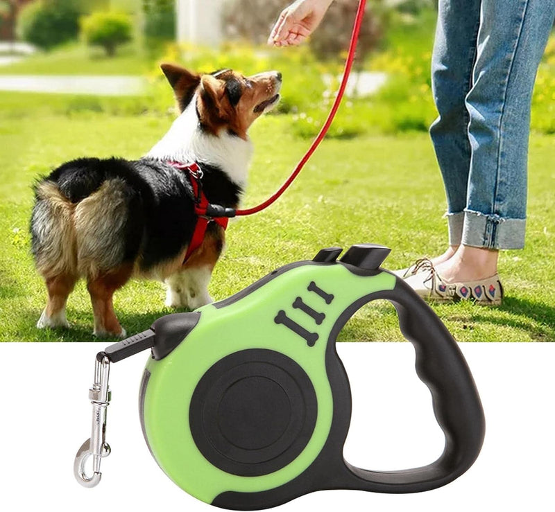 Retractable dog leash, extendable dog leash, dog leash for dogs, 5 m, long dog leash, retractable leash for dogs, non-slip soft rubber handle, tangle-free extendable for small medium dogs-green - PawsPlanet Australia