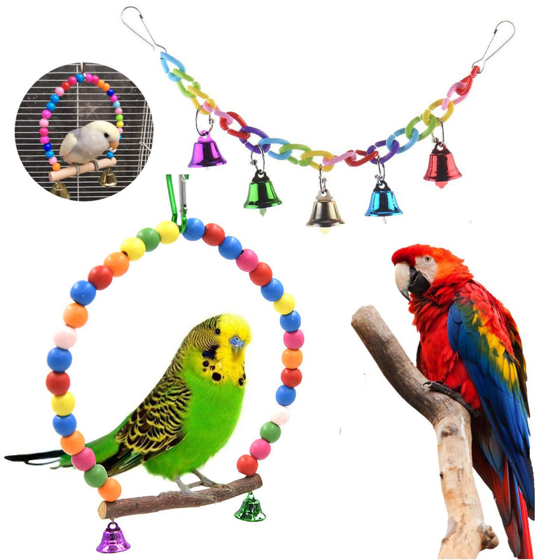 Anteer 12 Packs Bird Parrot Swing Chewing Toys - Hanging Bell Birds Cage Toys Suitable for Small Parakeets, Cockatiel, Conures,Finches,Budgie,Macaws, Parrots, Love Birds - PawsPlanet Australia