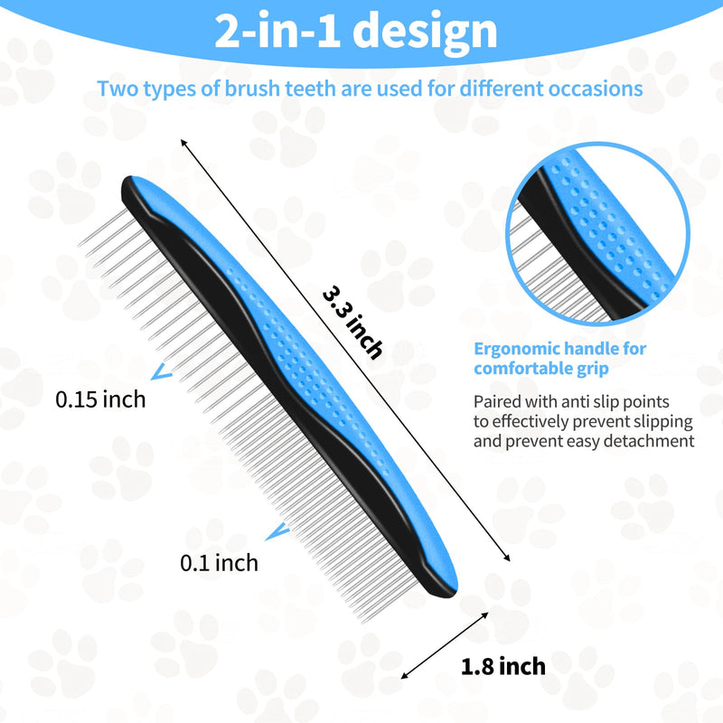 ROPO 2pcs Dog Bathing Brush & Dog Double Sided De-Shedding Rake & Rubber Handled Steel Toothed Comb Set - PawsPlanet Australia