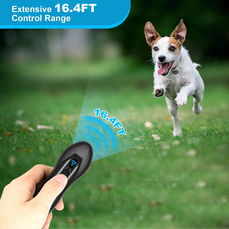 PETPNR Dog Barking Deterrent Devices-Ultrasonic Dog Training and Anti Barking Device, Rechargeable Dog Training Clickers w/4 Modes：Drive,Training，LED&Laser Light,Range of 16.4 Ft, Portable, Outdoors Black - PawsPlanet Australia