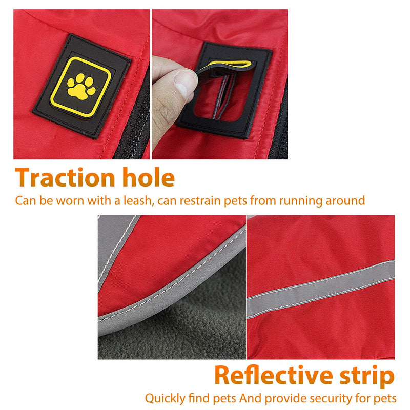 PETCUTE Dog coat Warm Vest Jacket for medium large dogs waterproof dog coat 5XL(Chest:80cm, Back:60cm) Red - PawsPlanet Australia