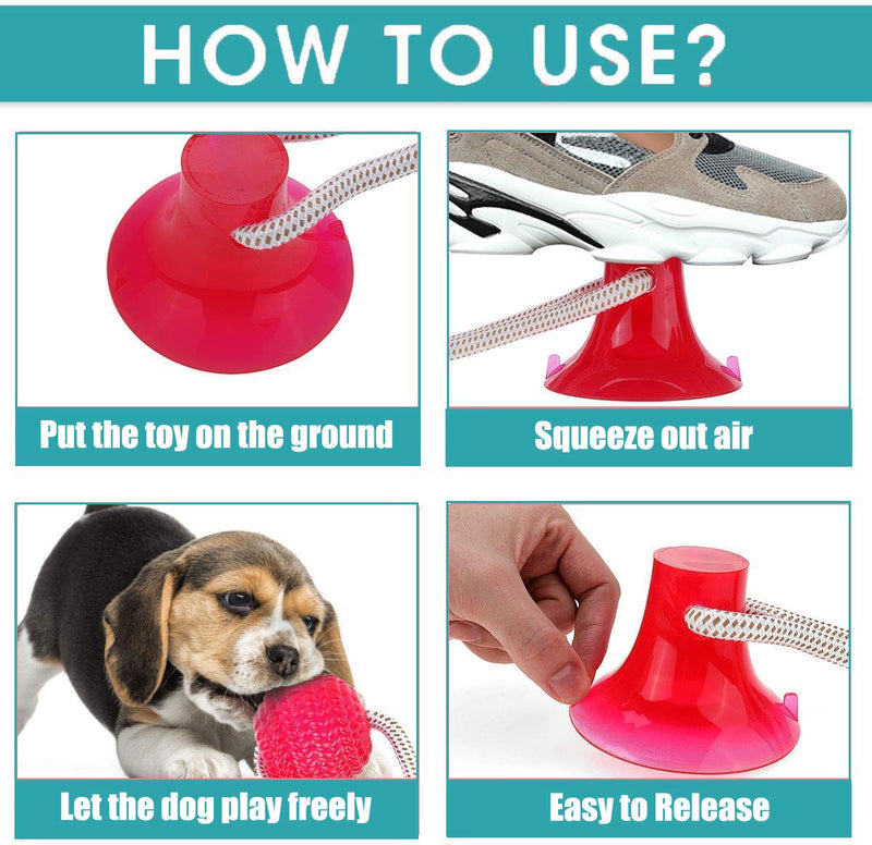 Pet Molar Bite Toy, Suction Cup Dog Toy Rubber Chew Toys Interactive Puppy Training Rope For Teeth Cleaning Pet Supplies (Red) Red - PawsPlanet Australia