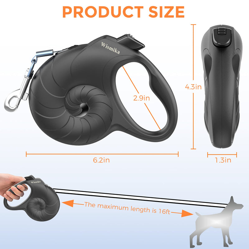 Retractable Dog Leash, 360° Tangle-Free Heavy Duty Retractable Leash with Anti-Slip Handle, 16 ft Strong Nylon Tape for Medium/Small Dogs up to 55lbs, One Button Lock & Release - PawsPlanet Australia