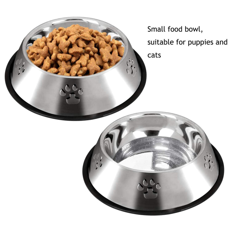 SUOXU Stainless Steel Dog Bowls,Cat Feeding Bowls,Kitten Plate Bowls With Non-slip Rubber Bases, Small Pet Feeder Bowls And Water Bowls,Pack of 2 XS-15cm(Pack of 2) - PawsPlanet Australia