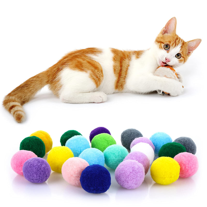 Molain Cat Toy Balls, 30 Pieces Soft Cat Balls Kitten Pom Poms Ball Cat Play Toy Indoor Cats Interactive Pompon Ball Toy 2.5 cm Multicolored - PawsPlanet Australia